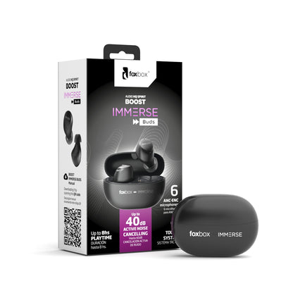 Audífonos Inalámbricos IMMERSE Buds Foxbox | Cancelación Activa de Ruido 40dB, Bluetooth 5.3 y Control Táctil