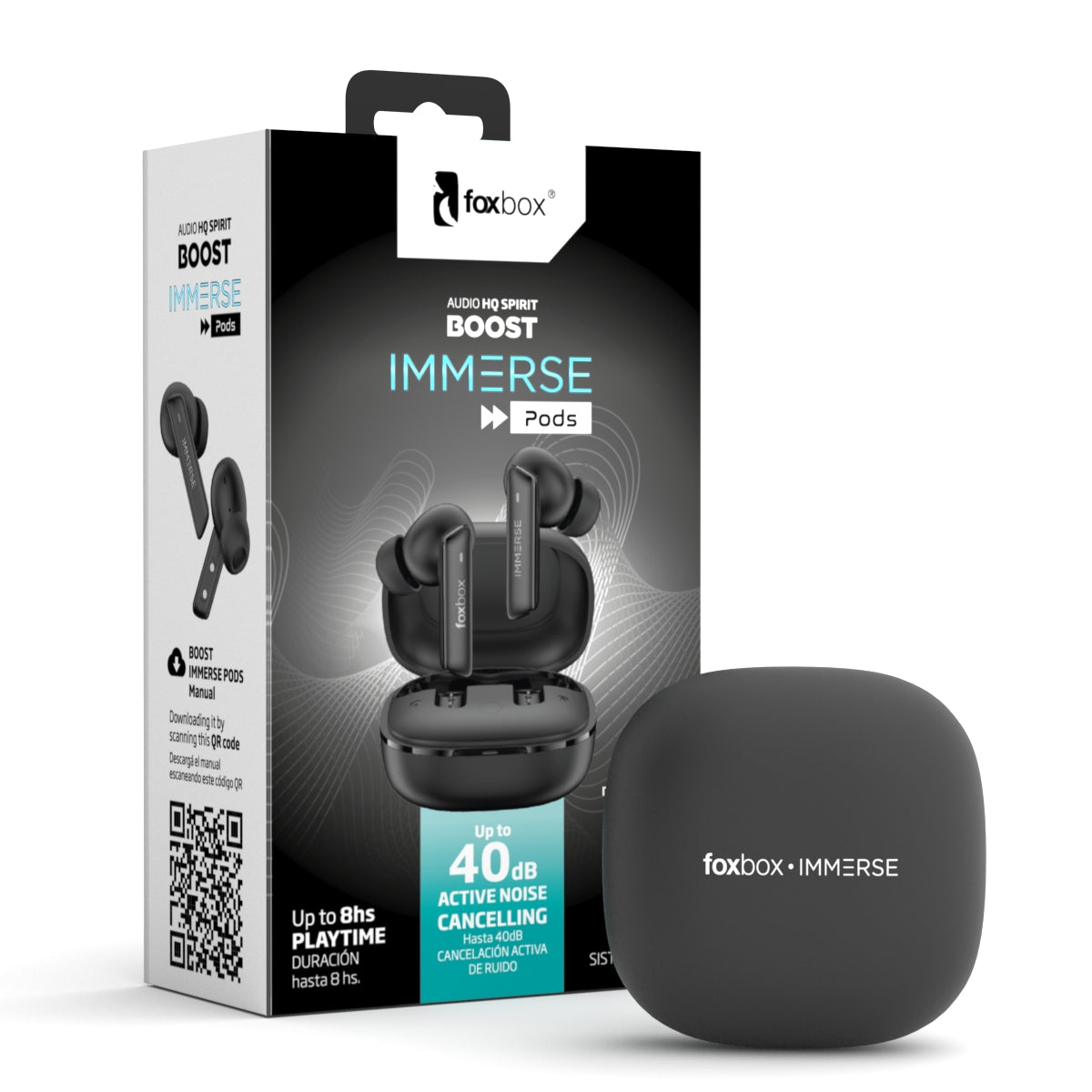 Audífonos Inalámbricos IMMERSE Pods Foxbox | Cancelación Activa y Bluetooth 5.3