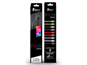 Cable USB Foxbox PRISM Series | 3.1A Carga Rápida, Nylon Reforzado y Colores Vibrantes (2m)