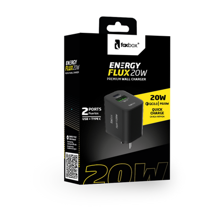 Cargador Foxbox ENERGY FLUX 20W | Carga Rápida y Máxima Seguridad (Con Cable)