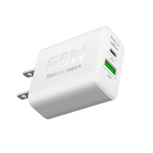 Cargador de Pared Foxbox MEGA 65W | GaN, Carga Rápida QC3.0/PPS, USB-C y USB (Con Cable)